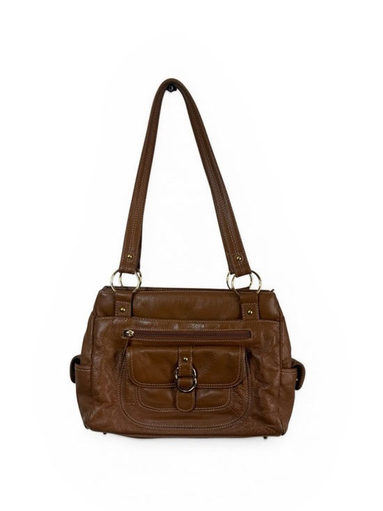 Stone Mountain Accessories Handbags - Stone Mountain Cognac Leather Triple Entry Shoulder Bag Cottagecore Boho